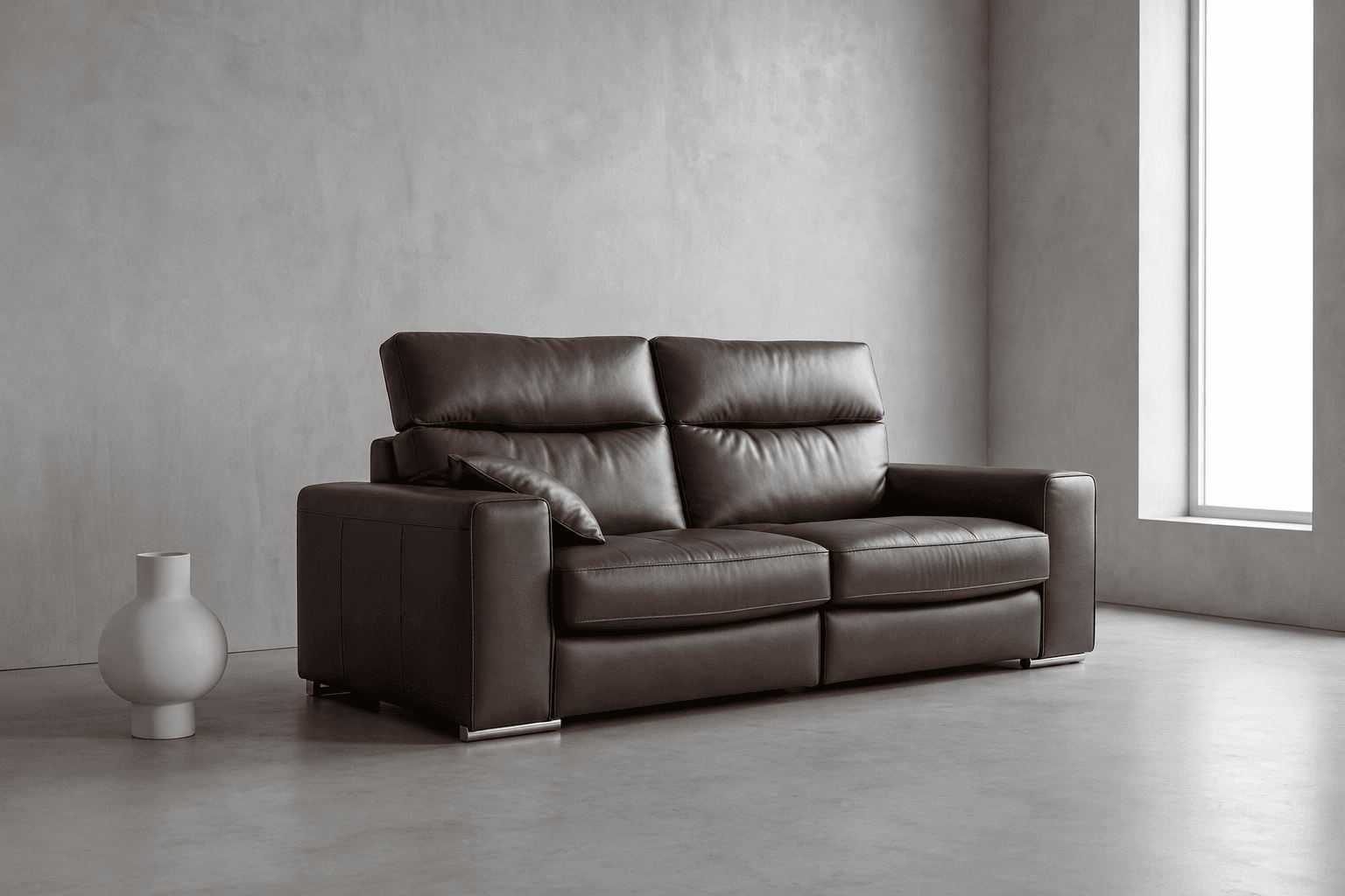 Brown leather sofa – room setting
