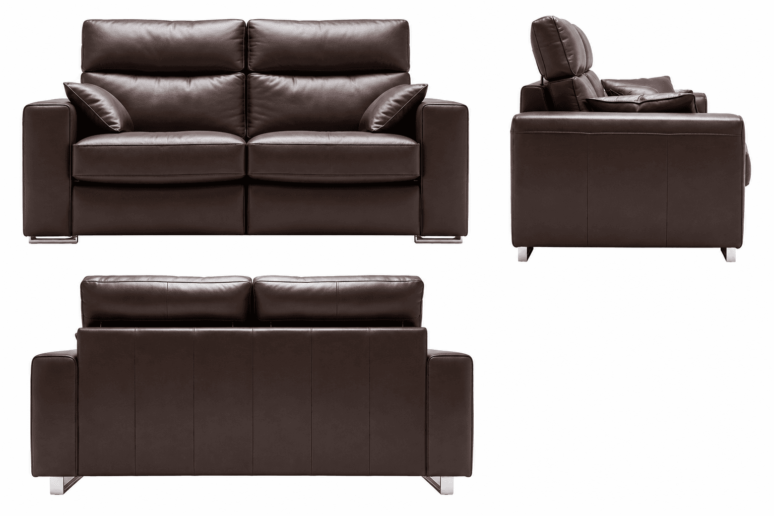 Brown leather sofa – multiple angles